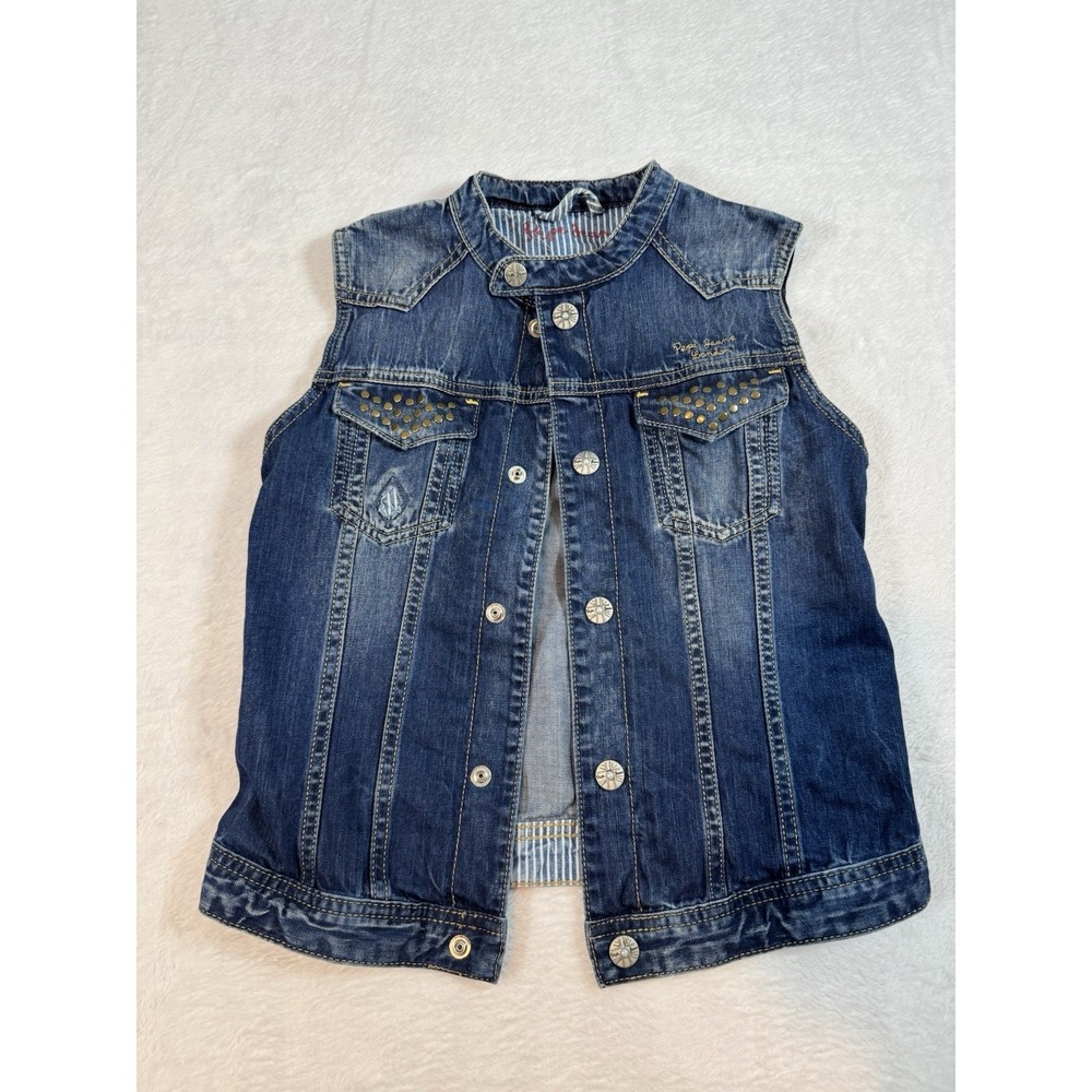 Pepe John Girls Size 12 Denim Blue Vest Streetwear‎